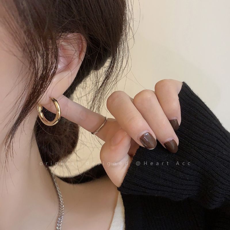 银色小耳圈素圈耳环女日韩新款