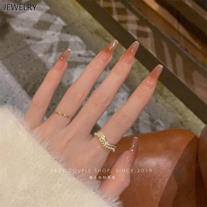 纯欲暴击~韩版甜美温柔套戒女小众设计蝴蝶珍珠气质绝美指环开口