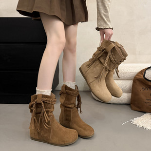 短靴子2026新款爆款超火大头短筒堆堆靴西部马丁靴勃肯洋气小短靴