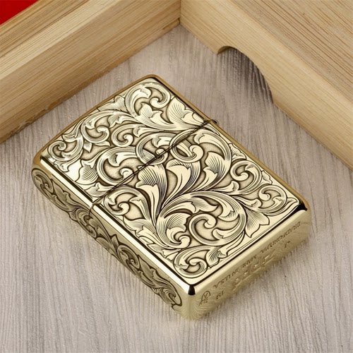 zippo蚊版黄铜五面唐草打火机礼