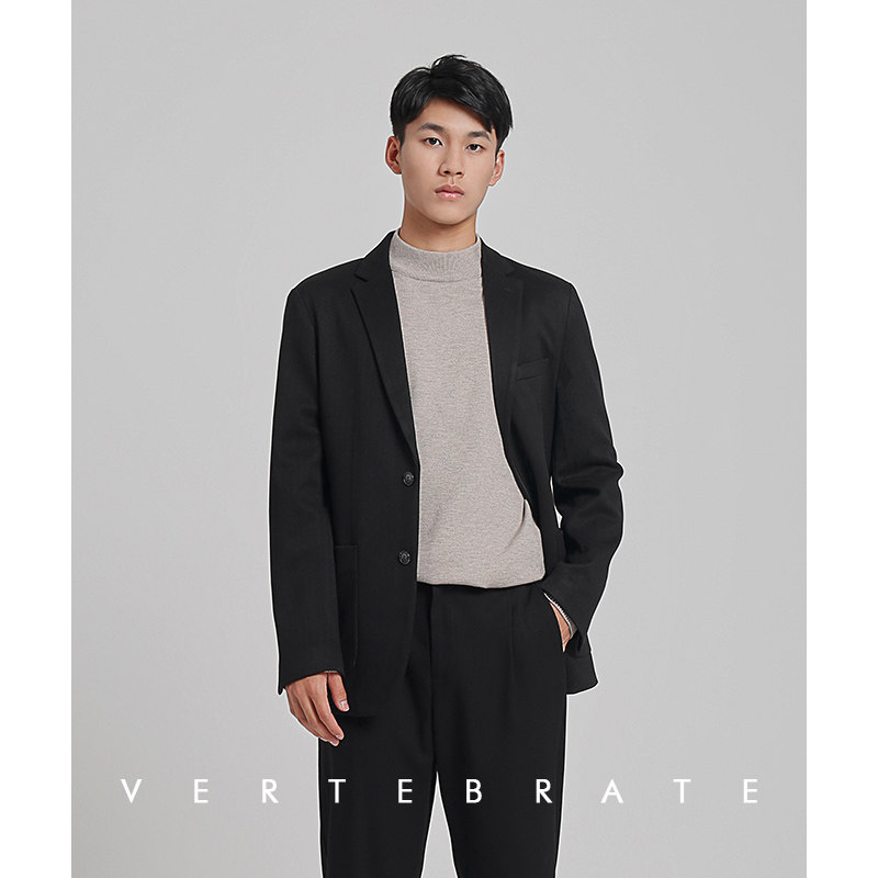 脊椎动物男装日系秋冬厚面料局部刺绣无垫肩休闲西服日常秋冬外套