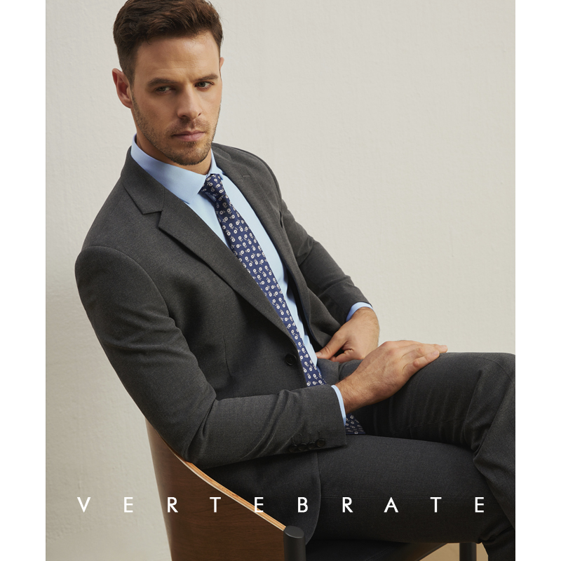 深灰色色纺面料修身西装工作服