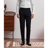 脊椎动物男装 商务卷边西裤 深蓝色男士 双排扣戗驳领西服布雷泽西装