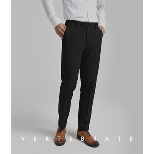 脊椎动物男装黑色基础百搭修身长裤工作服西裤修身四面弹面料