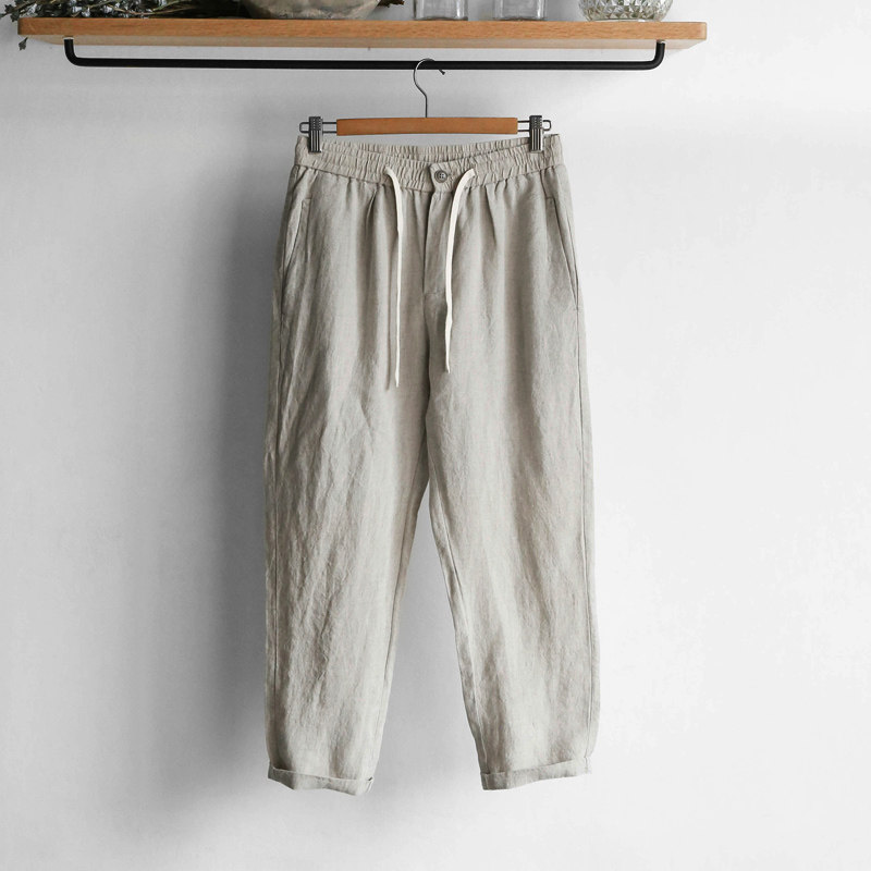 脊椎动物男装日系亚麻纯色九分裤中国风夏季透气麻料百搭休闲裤|ruв категории Мужская одежда, брюки - от Buy2taobao.com для оказания профессиональной услуги покупки агента Taobao