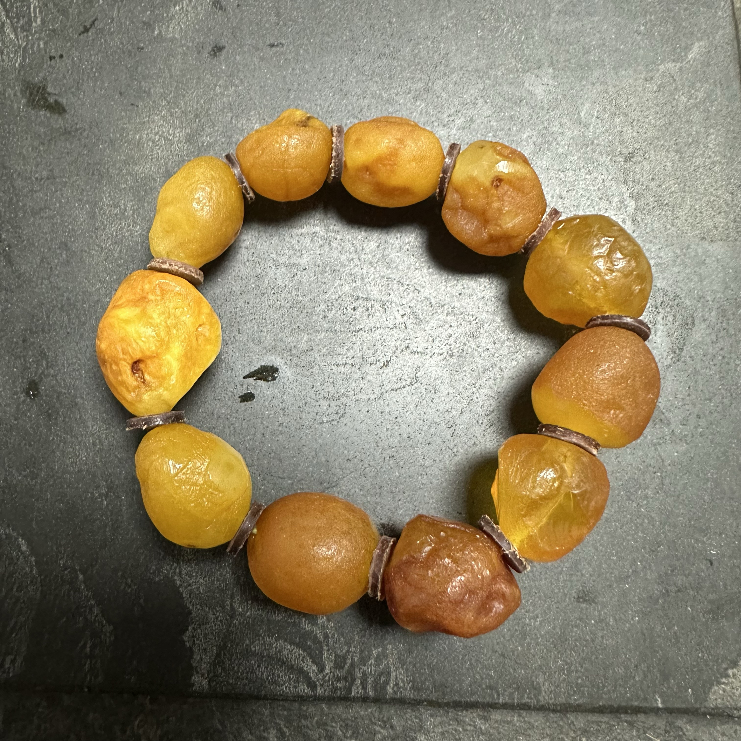 天然琥珀蜜蜡海漂籽料手链原皮原矿原石手串手镯