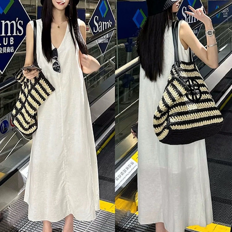 海边度假白色百搭连衣裙子女夏季2026新款小众高级感显瘦气质长裙