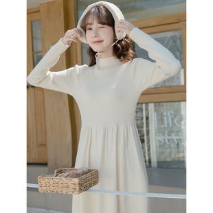 打底内搭小个子连衣裙女冬款加厚2025新款法式针织毛衣裙子长裙女