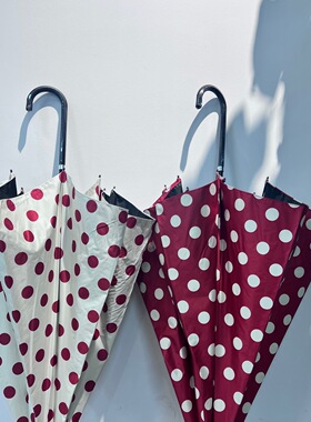 韩版抗风加大加固加厚大红波点雨伞直杆自动晴雨伞黑胶遮阳长柄