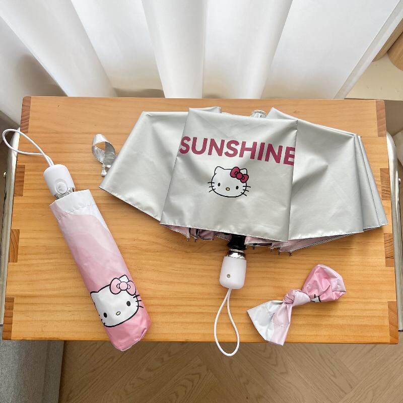 全自动黑胶kitty太阳伞晴雨两用