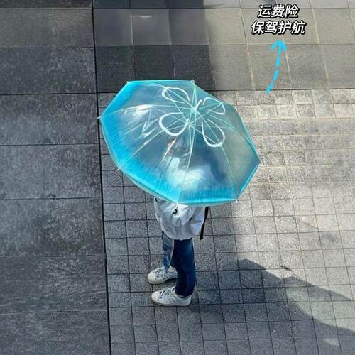 自动长柄加厚抗风水母伞小清新