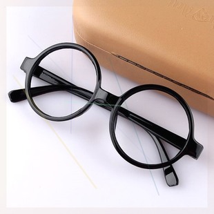眼睛框无镜片圆形大框眼镜框架黑框黑色装饰包邮时尚复古男女时尚