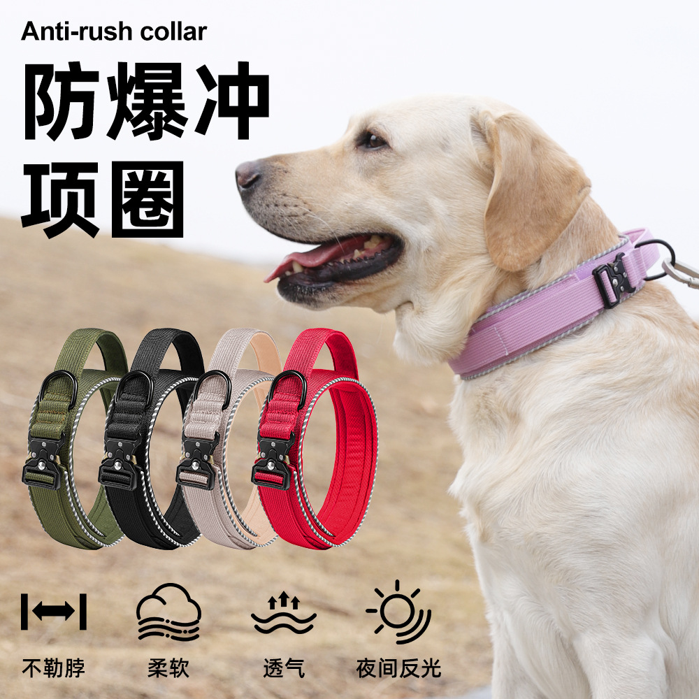 热销狗狗项圈带反光狗脖圈防挣脱可提握中大型犬宠物项圈现货