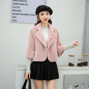 秋冬高级感仿水貂绒女小个子奶呼呼白色短外套新款今年流行毛毛衣