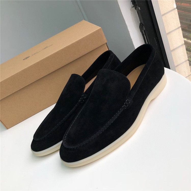 thumbnail for LP pure original single shoes Italy loro*piana sheep suede loafers flat bottom casual pedal men's shoes foreign trade