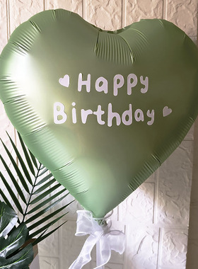 ins新款18寸生日爱心气球生日快乐气球贴纸桃心气球周岁派对装饰
