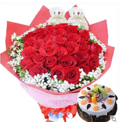 上海闵行区七宝镇华漕镇颛桥镇虹桥镇康乃馨鲜花店配送生日蛋糕