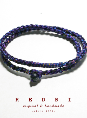 RedBi赤兔 星际银河细闪紫蓝星空千寻原创紫色多层编织手链长手绳