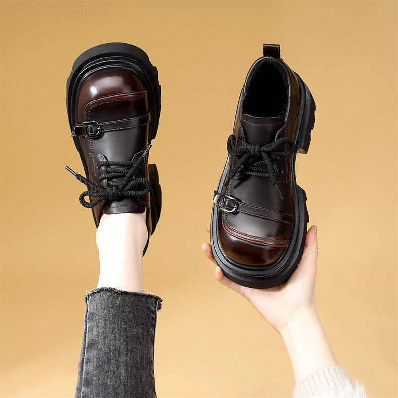 擦色大头鞋2026年春款皮带扣女鞋时尚复古增高显腿瘦粗跟软面单鞋,女鞋,乐福鞋（豆豆鞋）,淘宝优惠券,粉丝福利购,淘宝优惠卷