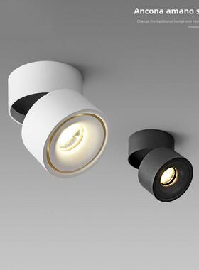 明装射灯可调角度照画灯走廊过道玄关灯黑色白色吸顶筒灯背景灯