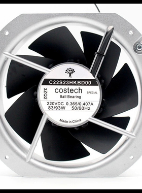 COSTECH C22S23HKBD00 220VAC 0.365/0.407A 22580全金属散热风扇