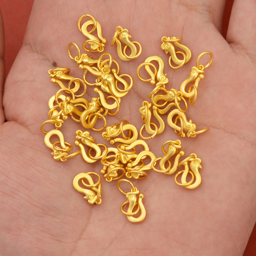 强保色沙金配件diy饰品古法金天鹅扣S扣手链手绳连接扣搭扣材料