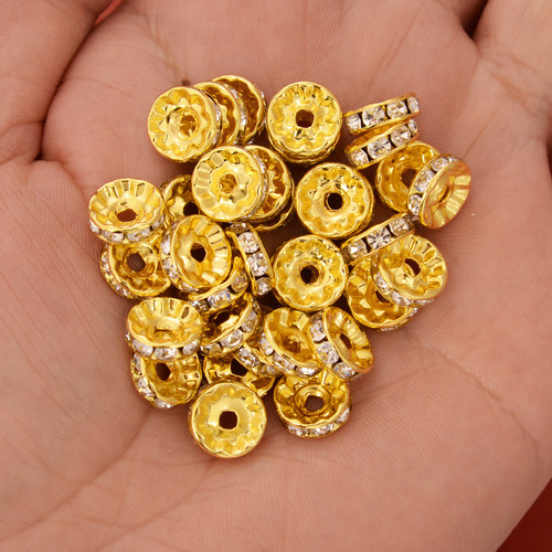 强保色18K包金饰品配件锤纹镶嵌锆石隔片隔珠diy手串文玩垫片材料