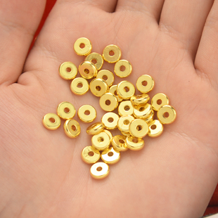 高保色18k包金diy饰品配饰金珠隔片扁片散珠14k手链隔珠手工配件