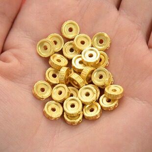 强保色沙金配件diy饰品配饰手链齿轮隔片古法金手串散珠手绳隔珠
