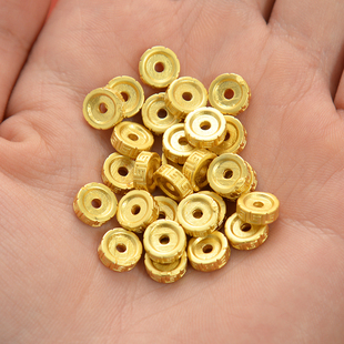 强保色沙金配件diy饰品配饰手链隔珠隔片古法金手串散珠手绳配珠