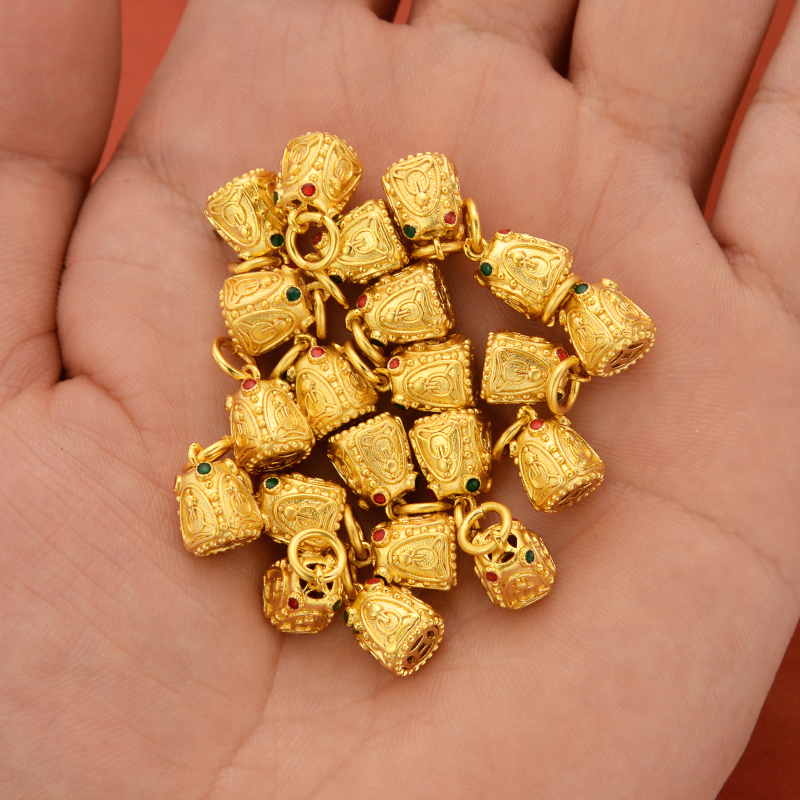 强保色沙金配件diy饰品古法金滴油四面无相佛吊坠手链手串挂件