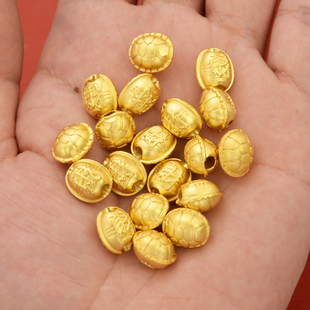 强保色沙金配件diy饰品古法金财字富甲天下龟甲隔珠手链编织配珠