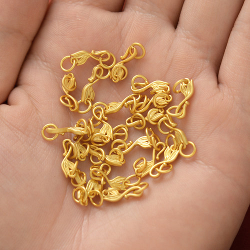 强保色沙金配件diy饰品配件古法金鱼尾S扣连接扣手链项链挂钩配饰