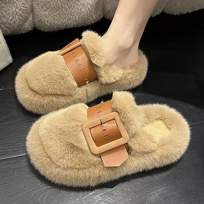 女时尚拖鞋洋气时髦外穿毛毛专柜2025新款包头舒适毛毛拖鞋女外穿