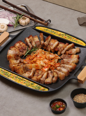 VIZZART韩国制多功能方形烤肉锅 39cmx H4.4cm 烧烤煎锅芝士锅