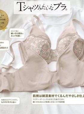 日本代购cecile经典款T恤般的文胸肌侧棉质不过敏胸罩老款软钢圈