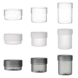 日本代购Kinto新款极简风玻璃收纳盒磨砂深灰色培养皿罐子