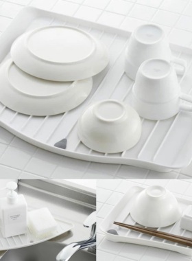 代购日本制Richell Lacour洗完餐具碗盘碟杯子控水板沥水台塑料制