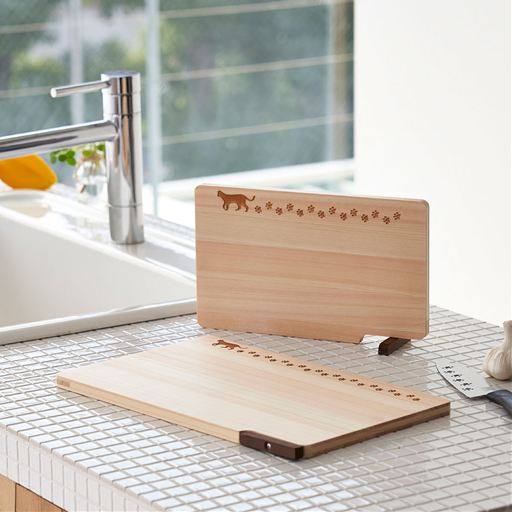 日本代购日本制扁柏木菜板 猫咪图案 轻量可立砧板