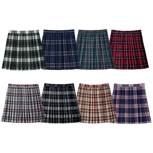 复古百褶裙格纹校服裙