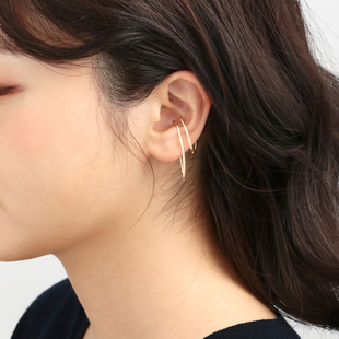 代购日本制10k金左耳用无耳洞耳环硬朗中性风格搭配西装男女通用