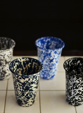 日本代购Crow Canyon Home珐琅杯 个性斑点花纹搪瓷杯