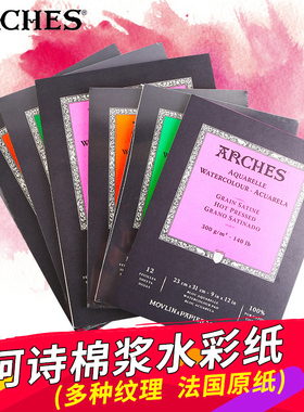 法国ARCHES阿诗棉浆水彩本/水彩纸本 单面封胶300g细纹中粗粗纹 棉桨水彩纸专业绘画水彩画纸