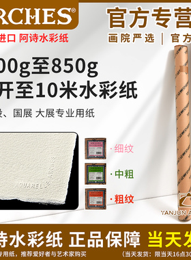 法国阿诗水彩纸棉浆水彩纸185g全开300g对开4K8K16K32K粗纹/中纹/细纹 棉桨水彩纸专业绘画水彩纸明信片分装