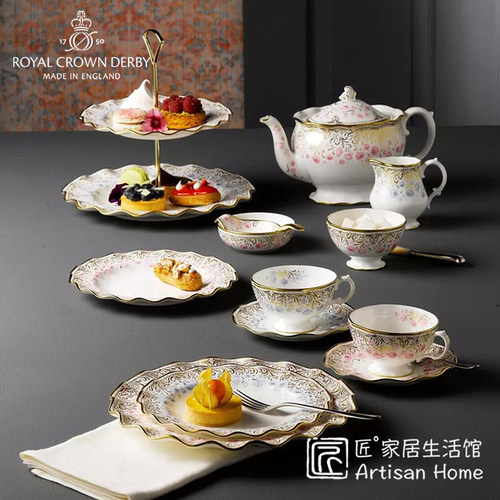 Derby德贝皇家芍药蓝色茶杯水杯