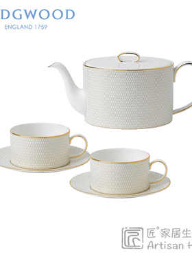 WEDGWOOD金色几何骨瓷茶具套装白色咖啡杯进口办公茶具正品ARRIS