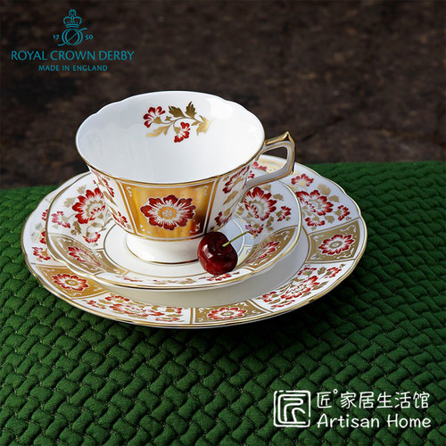 Derby德贝红颜骨瓷茶杯马克杯盘