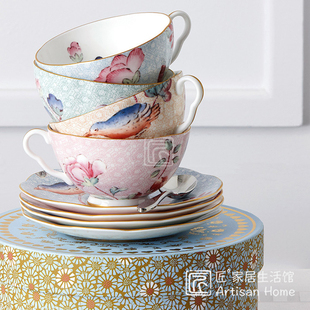 现货WEDGWOOD威基伍德杜鹃红茶杯花茶杯骨瓷咖啡杯进口中国风