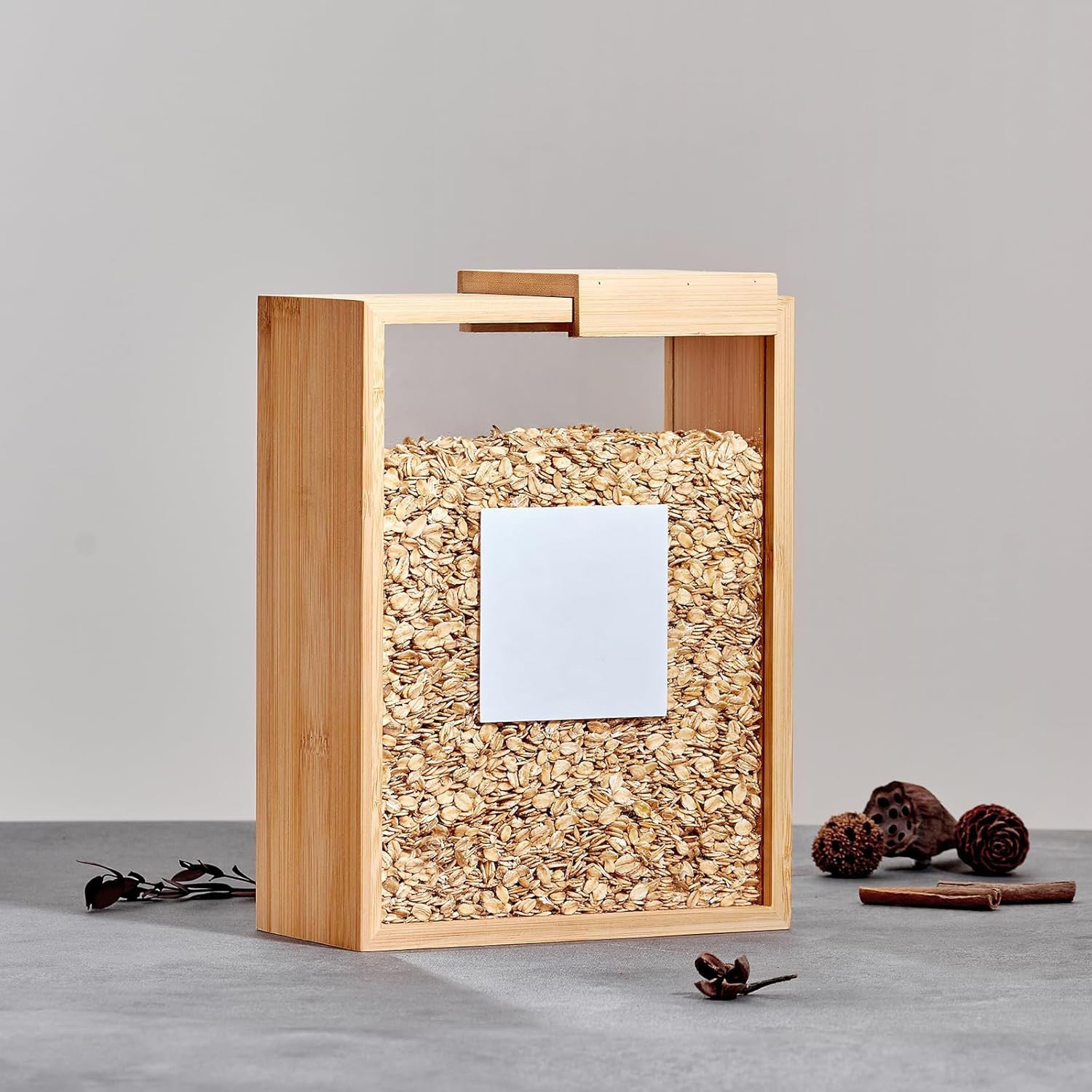 家用竹木滑动式五谷收纳盒木质食品粮食盒实木面条食品分配器SD19