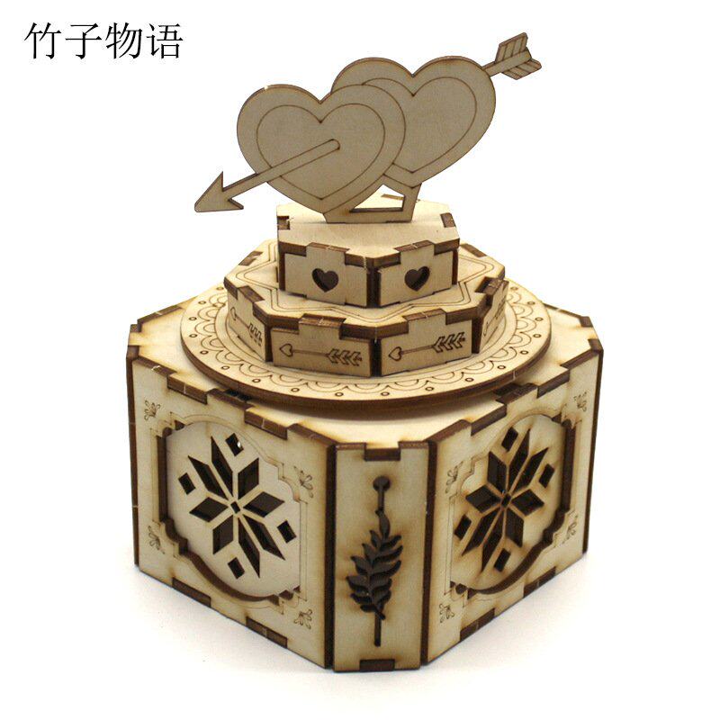 竹子物语音乐摩天轮木质DIY手工拼装教具创意生日礼物摆件八音Q48